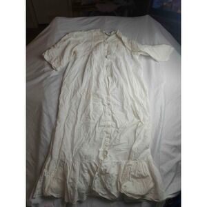 Intimate Essentials Dress Womens Medium White Button Front Flounce Hem A-Line